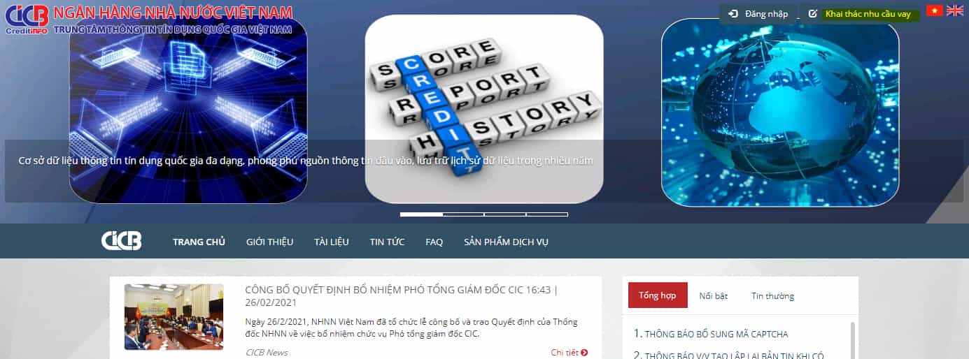 kiểm tra cic trên website